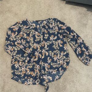 West Kei Navy Floral Blouse